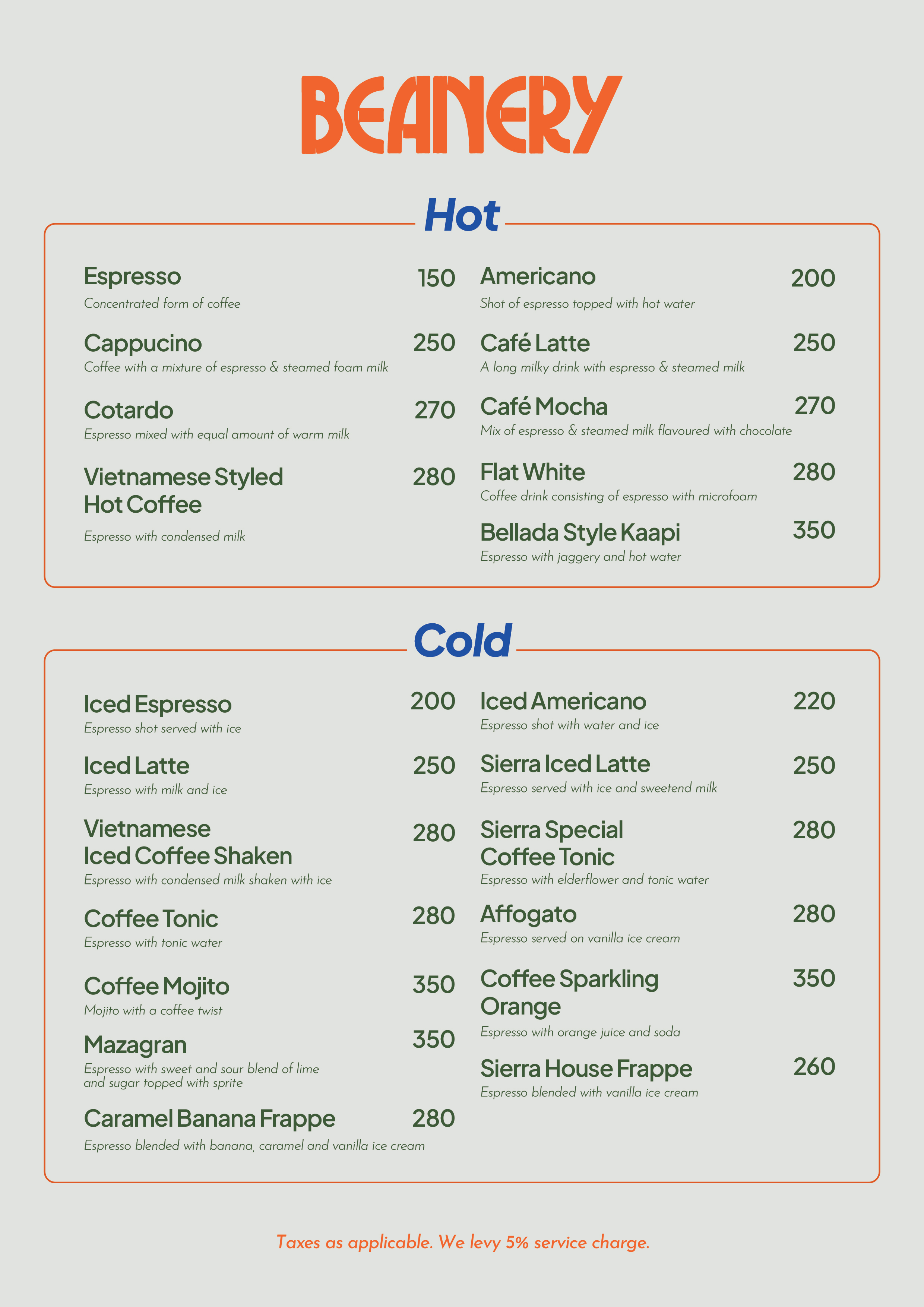 Menu Items